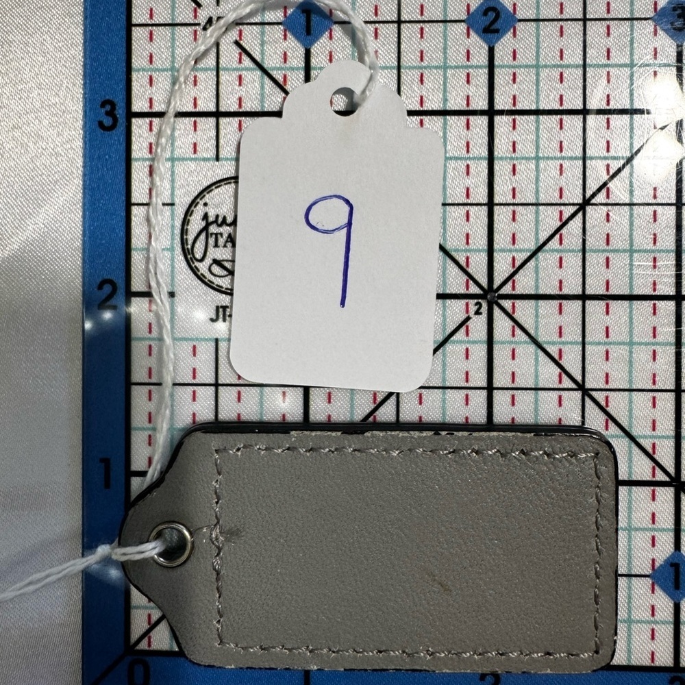 Coach Gray Leather Bag Tag - Picture 2 of 2